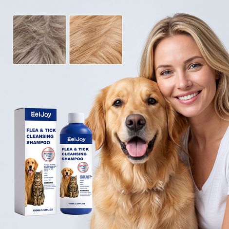 Shampoing anti-puces et tiques pour animaux de compagnie, à la formule douce pour un nettoyage efficace – un indispensable pour les soins quotidiens de votre animal. – 100 ml (1/5)