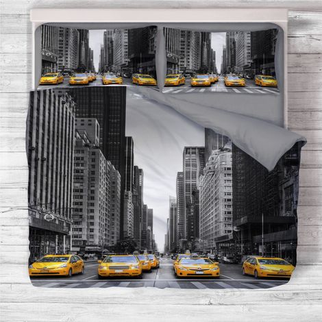 COPRIPIUMINO Rasatello HD FOTOGRAFICO NEW YORK Taxi Cm. 200X200 (1/5)