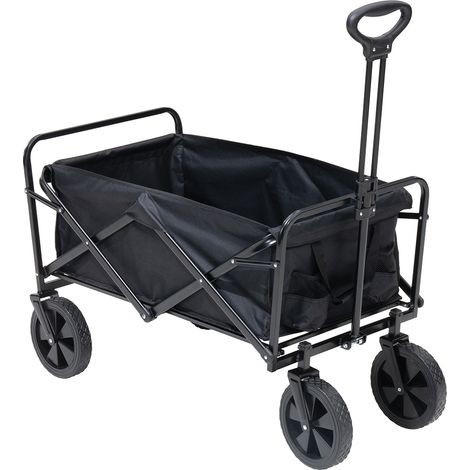 Carrello Nero in Tessuto Oxford con Telaio in Acciaio e Ruote Carrellino Pieghevole (1/4)