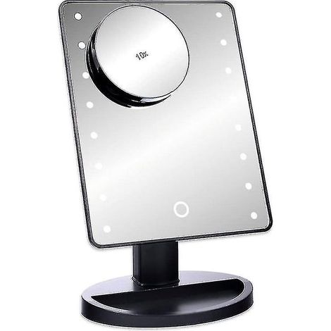 Miroir de maquillage LED Schramm, noir, grossissement x10, miroir sur pied avec éclairage LED, miroir cosmétique (1/3)