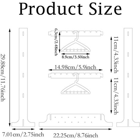 Rangement Boucle D'oreille Cintre Présentoir avec Mini Cintres Cintre Bijoux Affichage Dangle avec 16 Cintres pour Ranger Les Boucles D'oreilles (Transparent) (1/3)
