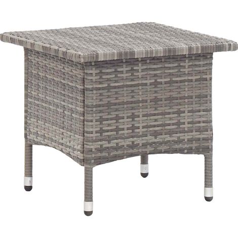 vidaXL Table à thé Gris 50x50x47 cm Résine tressée (1/5)