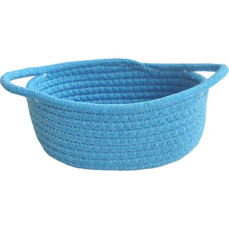 Panier Tissé - Boîte de Rangement en Coton - Pour Jouets Animaux ou Décoration Intérieure - 19 x 12 x 9 cm - Bleu (1/4)