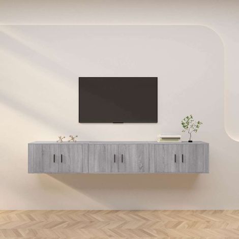 TV-Wandschränke 3 Stk. Grau Sonoma 80x34,5x40 cm (1/5)