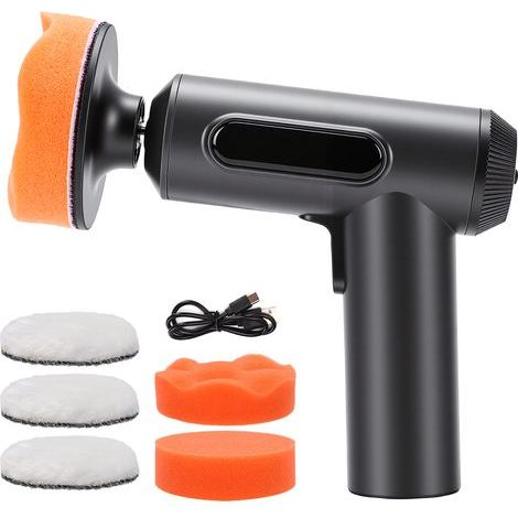 Polisseuse de voiture sans fil, machine à cirer à main, outil anti-rayures avec tampon plat, tampon ondulé et tampons en laine courts, kit de polisseuse portable pour les détails de peinture à usage d (1/5)