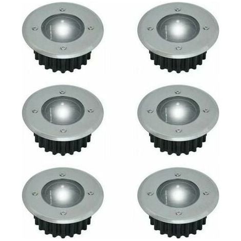 Lot de 6 spots LED solaires encastrables ronds 85mm – Acier inoxydable – Résistant aux intempéries – Autonomie 8h – Éclairage extérieur (1/5)