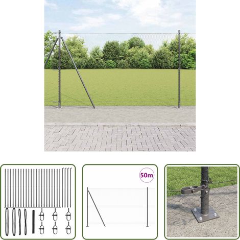 vidaXL Sécurité extérieure - Poteau de clôture. Gris 50 x 1,5 m (maillage de 25 mm) (1/5)