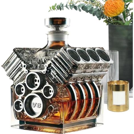 Déganteur De Whisky, Décantrations D'alcool V8 Engins Whisky Bottle Decanter Décoration De Vin, Gadgets De Bar Pour La Tequila, Bourbon, Brandy, Anniversaire, Retraités (1/5)