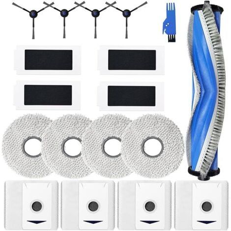 FENOPLASTICAFOREHILL Accessoires de Rechange pour ECOVACS DEEBOT T30 Omni/ T30 Pro Omni aspirateur Robot, Brosses Rouleau + 4 Chiffon + 4 Sacs poussire + 4 brosses latrales + 4 HEPA filtres (1/5)