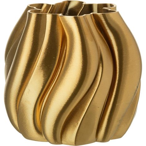 Vase Déco en Porcelaine "Impression 3D" 22cm Doré (1/3)