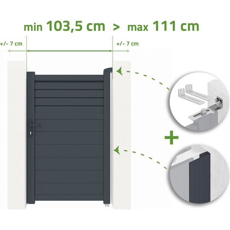 Portillon ajustable en largeur CARPATIA 1m H.160cm Aluminium Gris Anthracite (1/4)