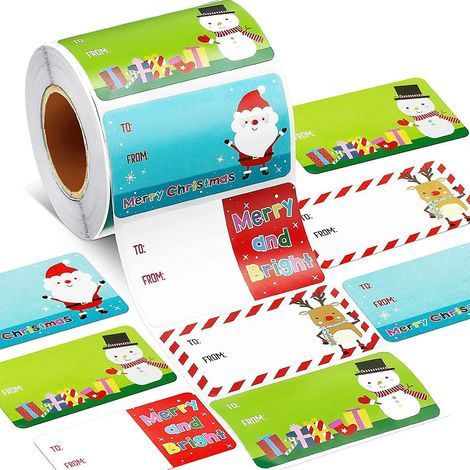 1000 Pieces Self-Adhesive Christmas Gift Tags, Kraft Paper Christmas Name Tags, Natural Kraft Paper Christmas Stickers (1/5)