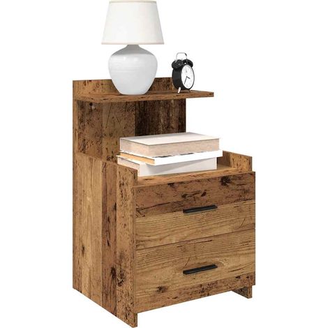 Nachttische 2 Stk. mit 2 Schubladen Altholz-Optik 40x36,5x62 cm
