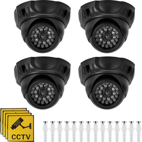 Pièces Caméra Factice: Caméra De Surveillance Factice Extérieur Avec Lumière LED Rouge Clignotant, Fausse Caméra De Sécurité Avec Autocollants D'avertissement Pour Exterieur Et Intérieure (1/5)