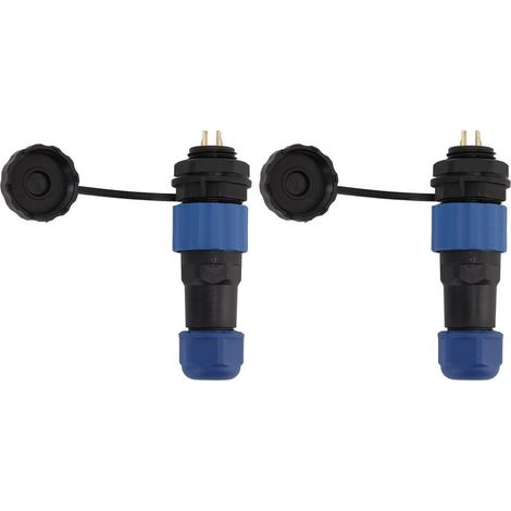 2 Pièces Connecteur Aviation SD16 Étanche IP68, Prise Femelle et Socle Mâle SD16 2 Broches, Filetage G3/8 avec Écrou Arrière (1/5)
