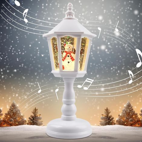 Christmas Lantern with Music, Mini Christmas Snowball Lantern, Vintage Santa Glitter Lantern, Table Decoration (White) (1/5)
