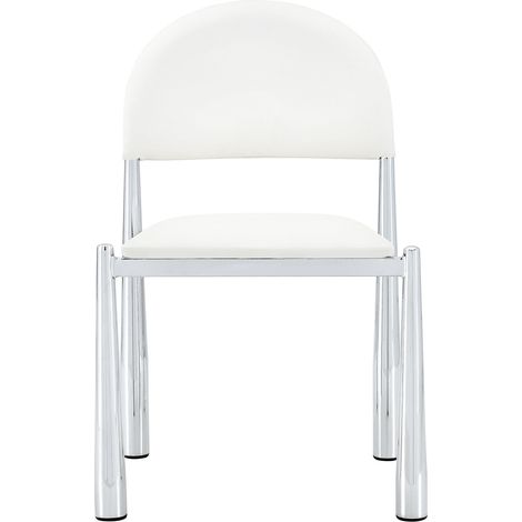 Set mit 2 modernen Esszimmerstühlen aus weißem PU mit halbrunder Rückenlehne (1/5)