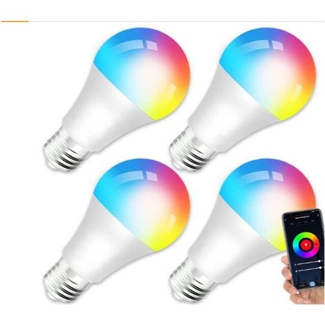 Ampoule LED E27- Ampoule Connectée Wifi E27 10W LED Multicouleurs RGB + CCT 2000K-4000K, Compatible Avec Alexa/Google Home, Ampoule Intelligente Pas Besoin de Hub, 1PCS- (1/5)