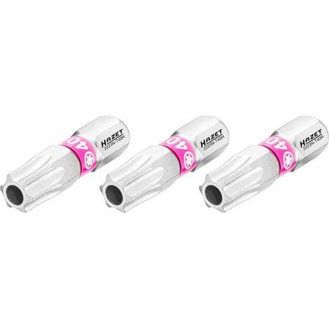 Embout-tournevis (bit) Hazet 2223N-T40H/3, hexagone massif 6,3 (1/4 pouce), profil TX « tamper résistant », T40H, nombre d'outils : 3 (1/4)