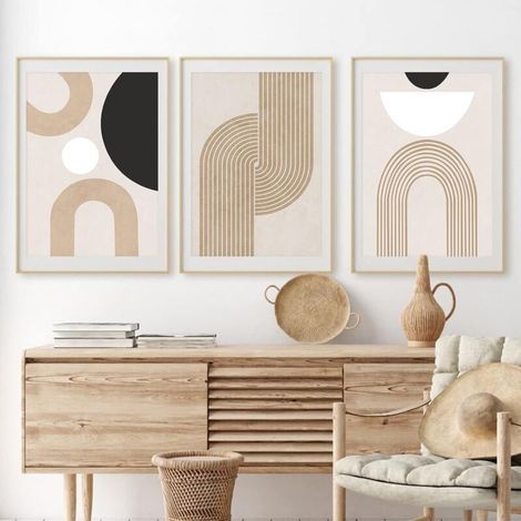 Lot de 3 affiches haut de gamme, images murales d'art abstrait moderne, sans cadre, impression sur toile (1/4)