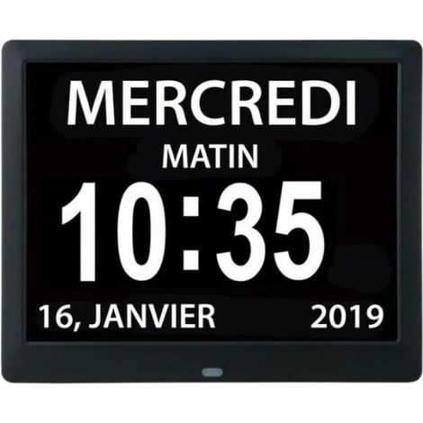 Horloge calendrier numérique One Piece 7 pouces avec date et heure, horloge Alzheimer pour parents, machine de rappel de médicaments pour grands-parents et enfants-noir-20414324mm (1/4)