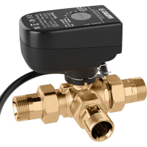 Valvola a sfera a tre vie deviatrice, motorizzata. Attacco 1"M, tempo di manovra 40 (s) Caleffi 644563  1"M