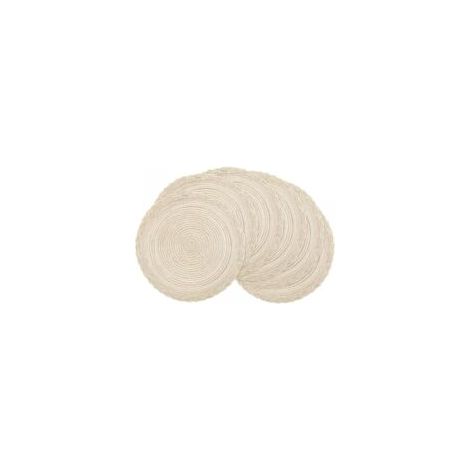 Lot de 6 sets de table ronds de 15 pouces, tressés bohèmes, en vrac, en coton, résistants à la chaleur, antidérapants