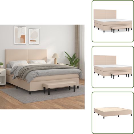 Sommier à lattes de lit avec matelas Cappuccino 160x200 cm - Lit À Sommier Tapissier - Lits À Sommier Tapissier - Lit - Meuble De Chambre À Coucher (1/5)