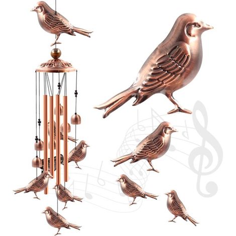 Carillons éoliens d'extérieur, carillon à vent avec tubes en aluminium et crochet en S, décoration pour terrasse et jardin, cadeau de pendaison de crémaillère (1/4)