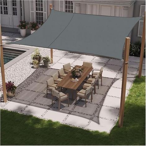Quadratisches Sonnensegel 2,5 x 2,5 m, wasserdicht, UV-beständig, für Terrasse, Garten, Balkon, Garten, Außenbereich. Grau (1/5)