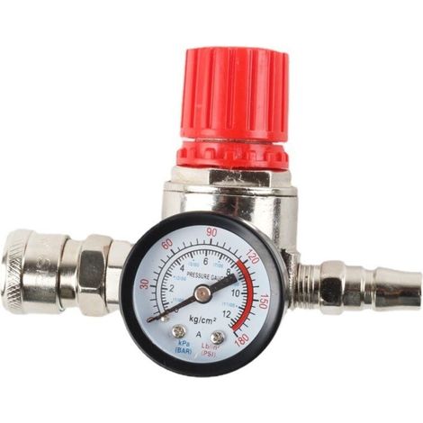 Régulateur de Pression du Compresseur d'air Détendeur Pneumatique,Valve de Régulation de Pression Avec Raccord 140psi (1/4)