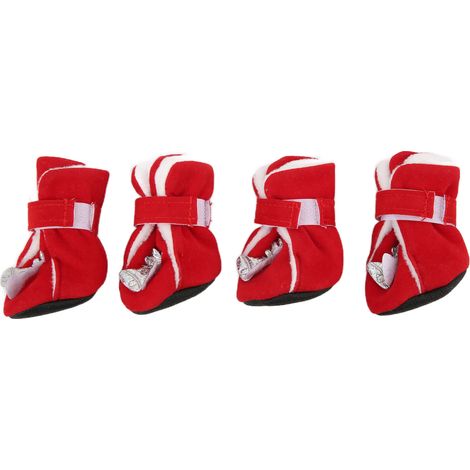 Chaussures et bottes rouges d'hiver pour chiens, adorables baskets de Noël avec le Père Noël et le chiot, pour chiens de petite et moyenne taille (XL). (1/5)
