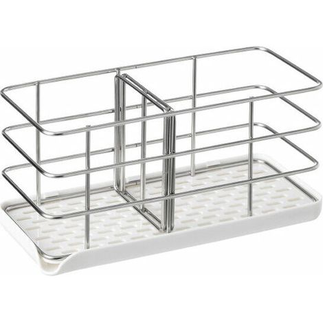 Porte-éponge en acier inoxydable 304, multifonctionnel pour évier de cuisine, organisat d'évier, plateau égouttoir à vaisselle, porte-savon, panneau de suspension réglable 20×8.5×10CM, (1/5)