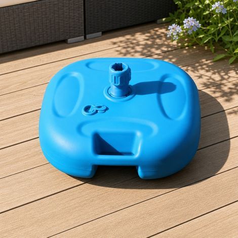 Befüllbarer Sonnenschirmständer 44 x 44 x 14 cm, blauer Kunststoff – Sonnenschirmständer für den Garten, befüllbar mit Wasser oder Sand (1/5)