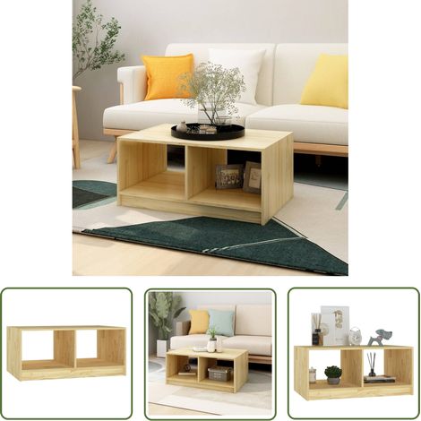 The Living Store Table basse 75x50x33,5 cm Bois de pin massif - Table Basse - Meuble Salon - Table D'appoint - Bois Massif - Pin (1/5)