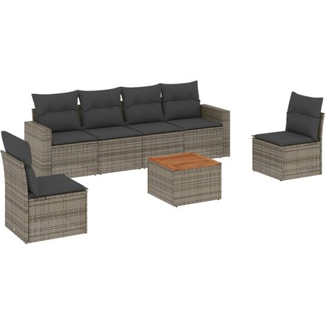 Maison Exclusive - 7-tlg. Garten-Sofagarnitur mit Kissen Grau Pol