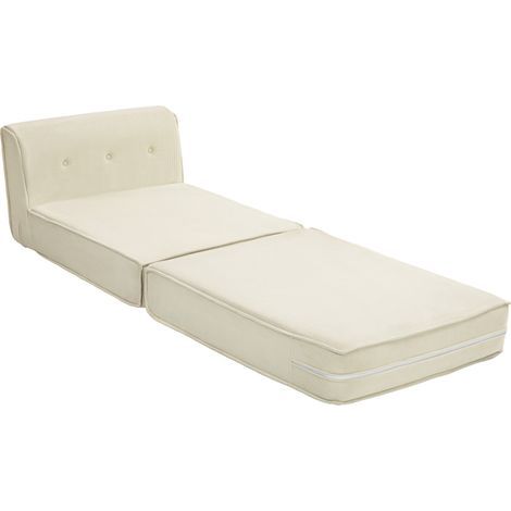 Canapé de sol, matelas d'appoint pliable, léger, revêtement en velours côtelé, 73 x 100 x 65 cm, blanc crème (1/5)