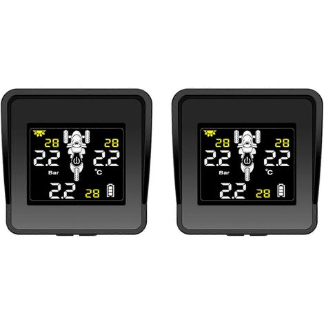 2x Solar-Funk-Reifendruckkontrollsystem Motorrad-TPMS Reifendruckmonitor LCD-Display 3 externe Sensoren (1/5)