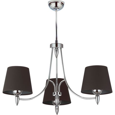 Lampadario 3 luci cromato paralumi grafite E27 Jupiter