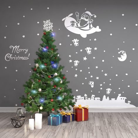 Sticker Ambiance merry christmas - 40x25cm - blanc - Autocollants adhésifs noël - décoration fêtes (1/3)