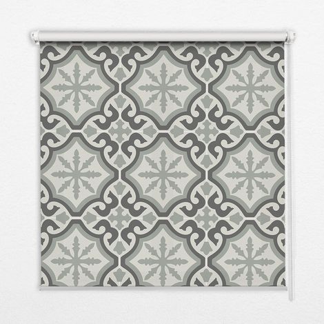 Innenrollo Fensterrollo - Rollo ohne Bohren - Sichtschutzrollo - Lichtdurchlässiges Rollo - Rechteckiges - Rollo - (100 cm x 140 cm) - Marokkanische Fliesen