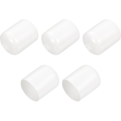 5Pcs Embouts en Caoutchouc de 22mm (7/8") de Diamètre Intérieur pour Tubes Ronds en Vinyle PVC, Couvercle de Boulon, Protecteurs de Filetage Blanc (1/4)