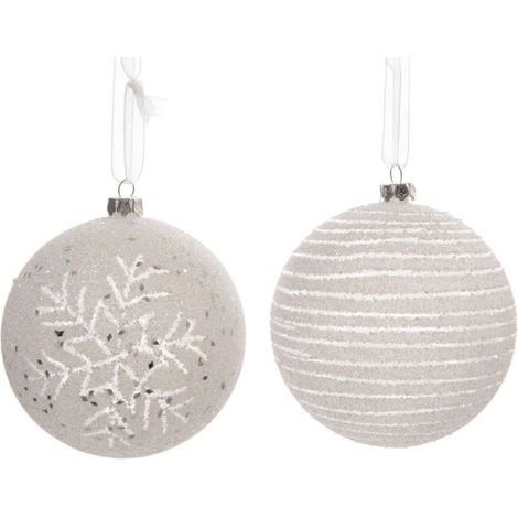 pallina di natale infrangibile finitura ghiaccio D 8 cm bianco invernale Peraga Christmas (1/3)