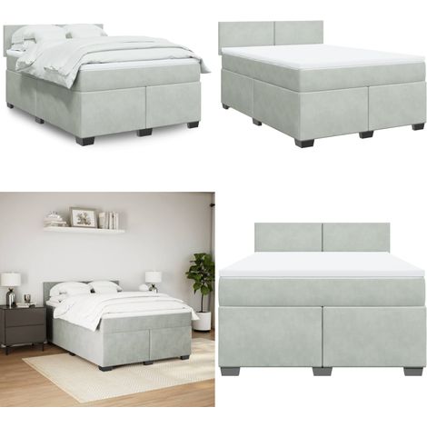 Boxspringbett mit Matratze Hellgrau 140x200 cm Samt - Samtbett - Boxspringbett - Doppelbett - Schlafzimmermöbel - Bettgestell - Home & Living (1/5)