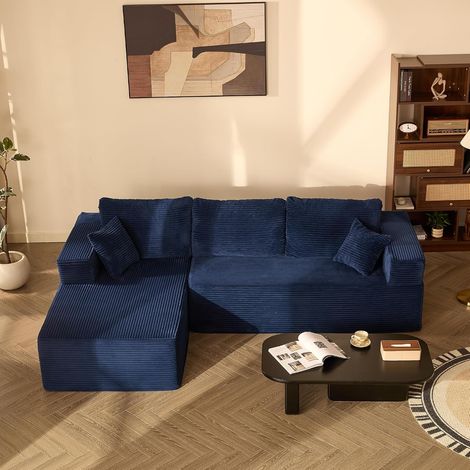 Modulares Ecksofa aus grünem Cord – 214 x 145 x 89 cm (1/5)