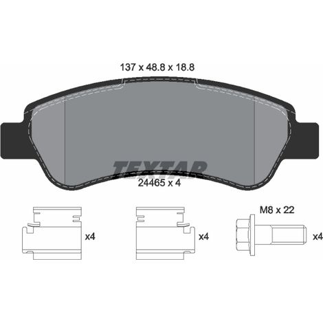 Kit de plaquettes de frein, frein à disque Textar 2446501 CITROËN 1611140880