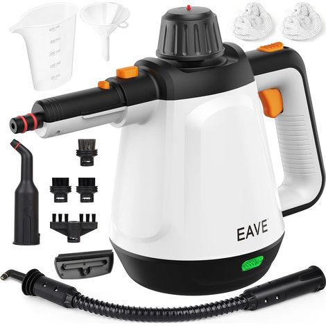 Nettoyeur Vapeur Portable, 110℃ Nettoyeur Vapeur à Main pour un Nettoyage Efficace, Polyvalent Vaporetto avec 10 Accessoires et Câble 5m pour Canapés, Tapis, Joints, Nettoyage sans chimie (Blanc) (1/5)