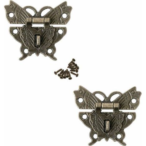 Antique Verrous, Moraillon Loquet Serrure Fermoir Serrure à boucle papillon pour Décoratifs Boîte à Bijoux(6pcs) (1/5)