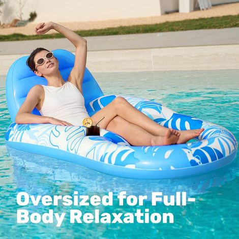 Shine Home Grand Matelas Gonflable de Piscine Lounge, Siège Flottant avec Porte-Gobelet pour Adulte 152X91CM