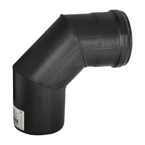 Coude courbe' pour poeles a' granule's acier Fe noir 90o   10 cm e'paisseur 1,2 mm pour usage inte'rieur